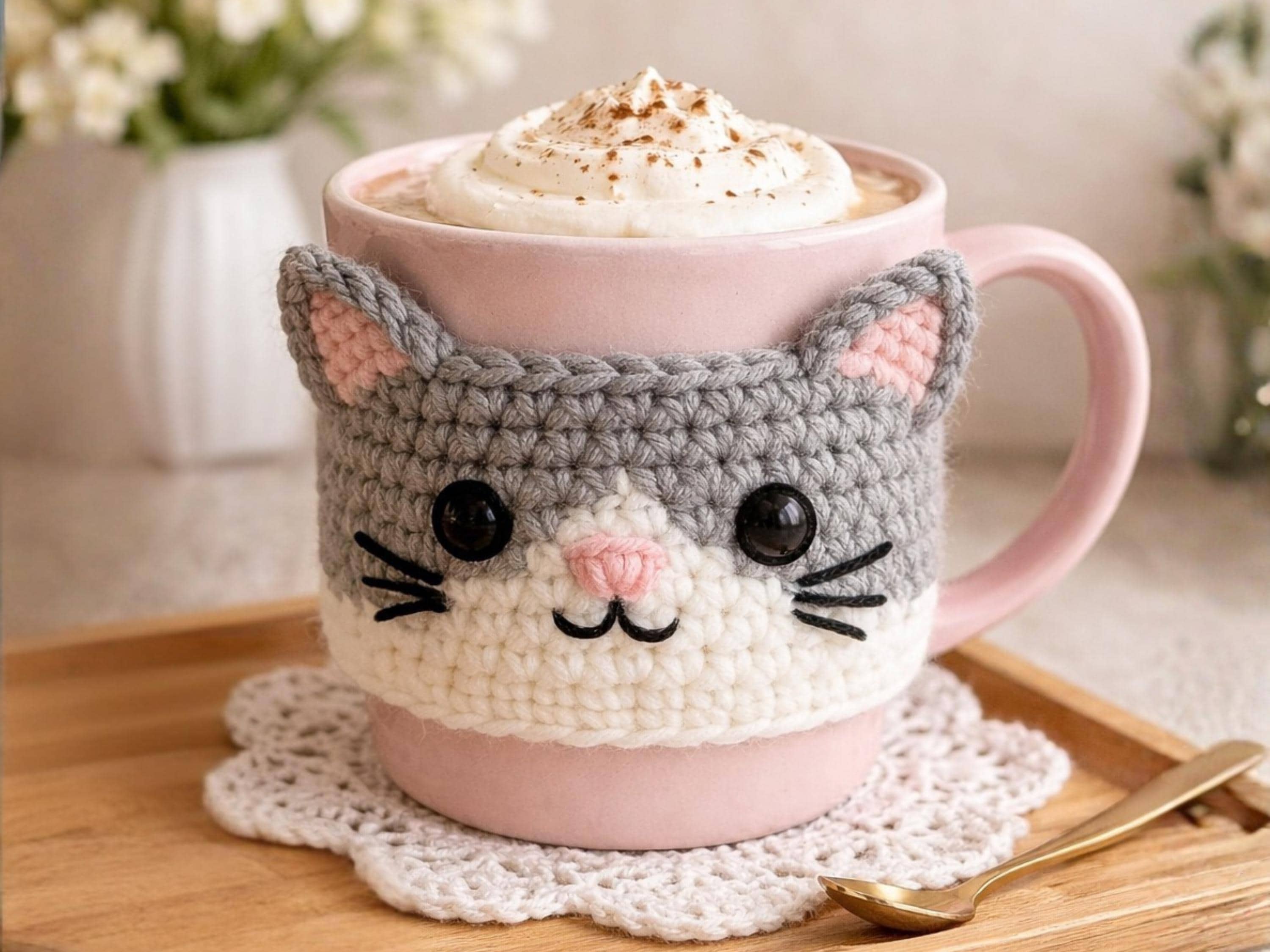 かぎ針編みのカップスリーブ - Etsy 日本