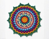 Mandala Crochet Pattern PDF, Colorful Crochet Doily Pattern, Boho Home Decor Crochet, Floral Mandala Pattern with Pictures