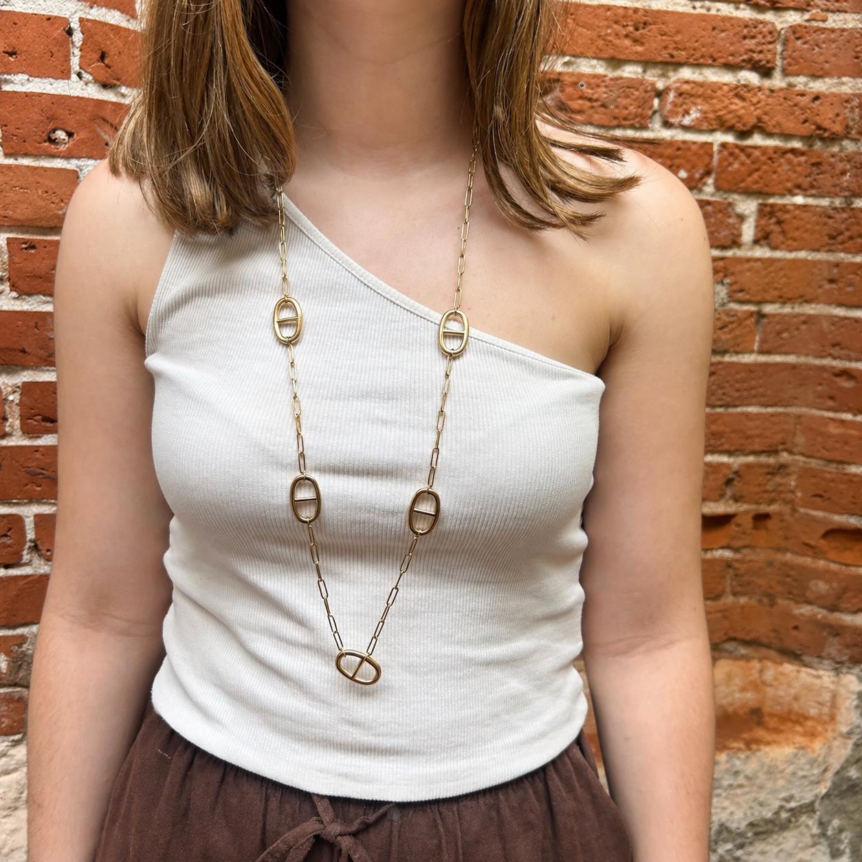 Sautoir maille marine doré – collier long élégant tendance 100cm - Montres & Bijoux