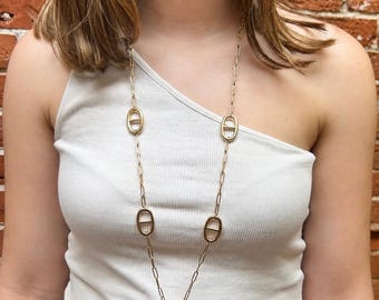Collier Sautoir Maille Marine Doré où argenté en acier inoxydable 316L de meilleure qualité, cadeau pour elle.