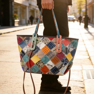 2026 Nepal Echtleder Patchwork Eimer Tasche für die Reise