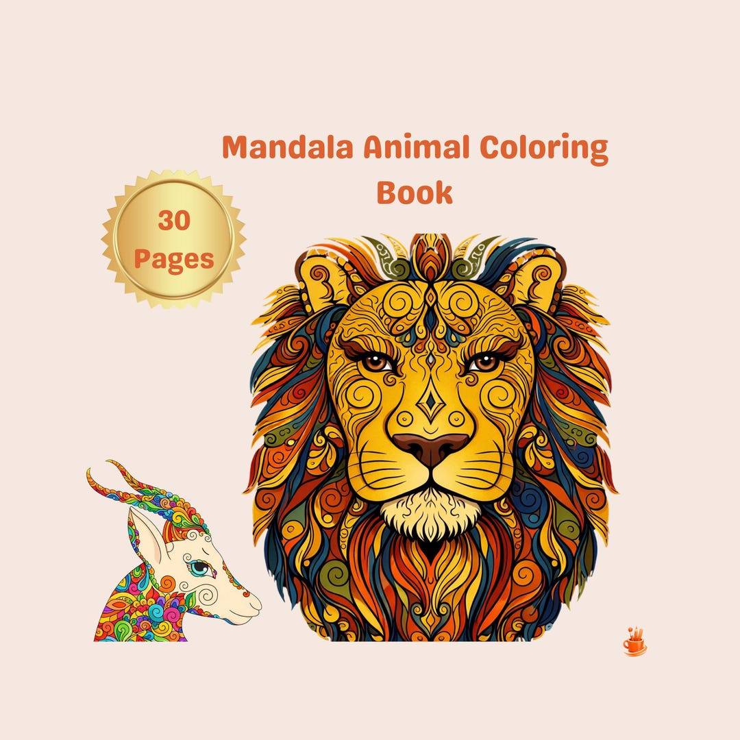Animal Mandala Coloring Book | 30 Printable Pages, Stress Relief ...