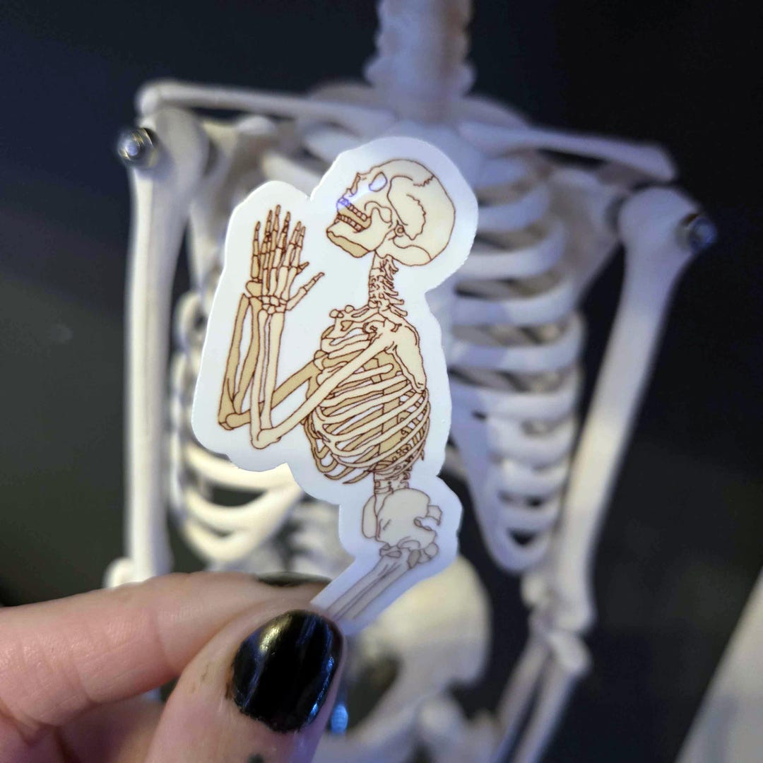 Praying Skeleton Sticker - Etsy