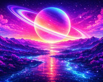 Pakiet tapet Neon Fantasy – Surrealistyczne tła pulpitu w stylu cyberpunk dreamscape (do pobrania w wersji cyfrowej)