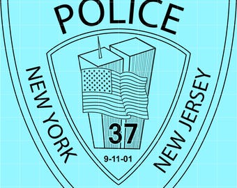 May include: A black and white Port Authority Police badge with the words "Port Authority Police" and "New York New Jersey". The badge features an American flag, the Twin Towers, the number 37, and the date 9-11-01.