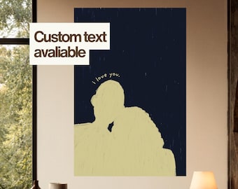 Mid-century painted wall print Personalized couple art print for boyfriend or girlfriend