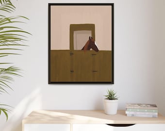 Horse Stable Original Canvas framed, rustic vibe