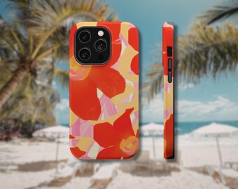 Original artwork Red Floral Phone Case | MagSafe Impact-Resistant