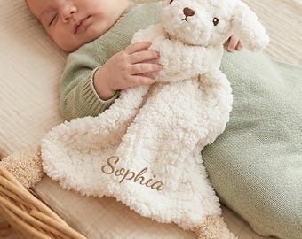 Couverture personnalisée Lovey pour bébé,Couverture de sécurité avec nom personnalisé,Lapin Lovey,Doudou pour bébé,Cadeau pour nouveau-né,Cadeau pour baby shower,Peluche animal Lovey