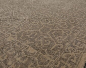 Hand Tufted Wool Area Rug In Warm Taupe And Soft Beige With Ornamental Medallion Pattern, Handmade Traditional Neutral Living Room Rug