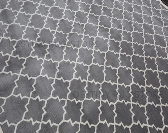 Hand Tufted Wool Area Rug In Grey And Ivory Trellis Pattern Handmade Modern Geometric Living Room Rug