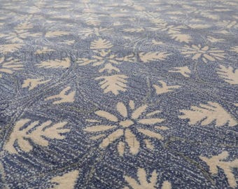 Hand Tufted Wool Area Rug In Soft Blue And Ivory With Repeating Floral Leaf Pattern Handmade Traditional Decorative Living Room Bedroom Rug