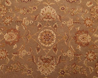 Hand Tufted Wool Area Rug In Antique Gold And Warm Beige Traditional Floral Oushak Pattern Handmade Classic Living Room Bedroom Rug