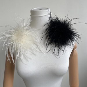 Elegant  Marabou & Ostrich Feather Brooch for Elegant Outfits dress pin events accessory