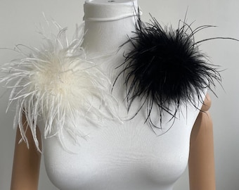 Elegant  Marabou & Ostrich Feather Brooch for Elegant Outfits dress pin events accessory