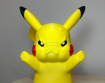 Angry Pikachu Inspired 3D Printed Figure | Pokémon Inspired Collectible | Pikachu Window Decor | Gamer Gift | Anime Display