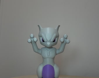 Angry Mewtwo Inspired 3D Printed Figure | Pokémon Inspired Window Decor | Mewtwo Collectible | Gamer Gift | Anime Display |