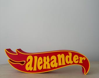 Personalised Hot Wheels Inspired Name Plate | Custom Name Sign | Kids Room Decor | Toy Car Display Gift