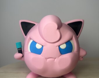Angry Jigglypuff Inspired 3D Printed Figure | Pokémon Inspired Window Decor | Jigglypuff Collectible | Gamer Gift | Anime Display |