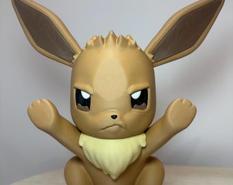 Angry Eevee Inspired 3D Printed Figure | Pokémon Inspired Window Decor | Eevee Collectible | Gamer Gift | Anime Display |