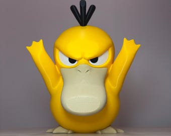 Angry Psyduck Inspired 3D Printed Window Figure | Cute Pokémon Inspired Desk Decor | Funny Psyduck Figurine | Gamer Gift | Anime Collectible