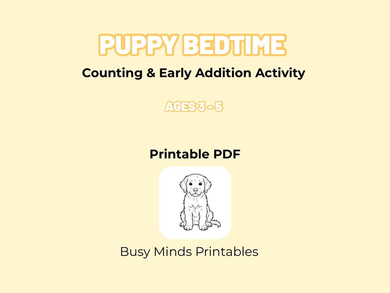 Subtitle Counting Puppy Bedtime Counting & Early Addition Activity - Etsy