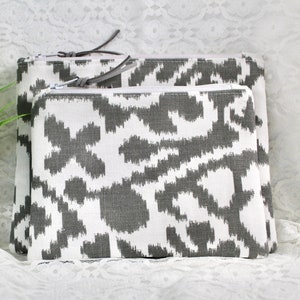 Juego de bolsas cosméticas de 2, bolsa de maquillaje, bolsas superiores con cremallera, gris y blanco, estuche de viaje, tapa con cremallera, idea de regalo, listo para enviar