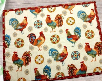 Tapete para secar platos, decoración de cocina, gallos, decoración de estilo rústico.
