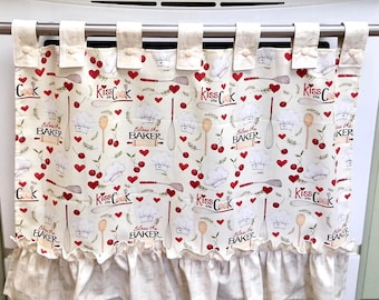 Retro Oven Curtain, Farmhouse Kitchen Decor, CottageCore