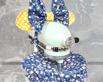 Juego de tapas para el tazón de la batidora KitchenAid con lazo, margarita azul pequeña, decoración de cocina, regalo para mamá.