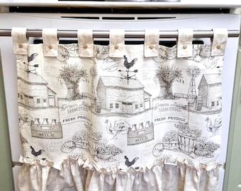 Retro Oven Curtain, Farmhouse Kitchen Decor, CottageCore