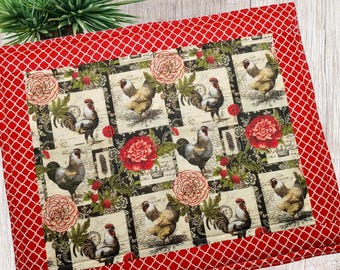 Tapete absorbente para secar platos de algodón, de secado rápido, ideal para la cocina, con diseño de gallinas y decoración rústica.