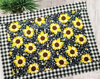 Tapete absorbente para secar platos de algodón, de secado rápido, ideal para la cocina, con girasoles y decoración rústica.