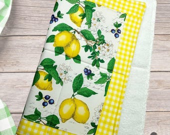 Tapete para secar platos, esencial para la cocina de secado rápido, limones amarillos, decoración rústica