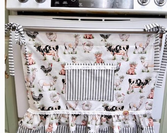 Retro Oven Curtain, Farmhouse Kitchen Decor, CottageCore