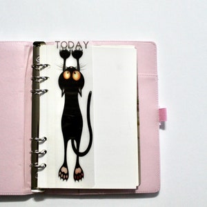 Planner Bookmark, Planner Page Marker, Journal Bookmark, Transparent Vellum, Choose Your Size, Black Cat