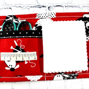Needle Book With Pockets, Cute Sheep and Knitting Needles, Needle Case, Sewing Supplies, Needle Organizer, Ready to Ship