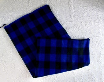 Luxury Heating Pad Cover, Cozy Fleece Cover With Zipper Closure, Choose Your Size, Blue & Black Buffalo Check