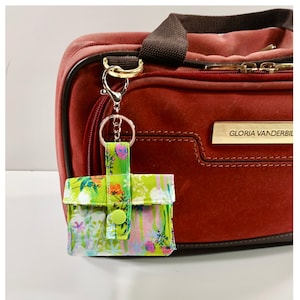 Cute Keychain Pouch, Airpod holder, Earbud Pouch, Purse or Bag Charm, Green floral, Stocking Stuffer, Gift for her