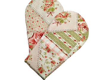 Juego de manoplas magnéticas para horno, agarraderas para los dedos, estampado de patchwork rosa, regalo para cocineros