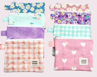 Mini clutch wallet keychain bag, quilted zipper pouch, small card holder wallet, cosmetic pouch, card lipstick pouch