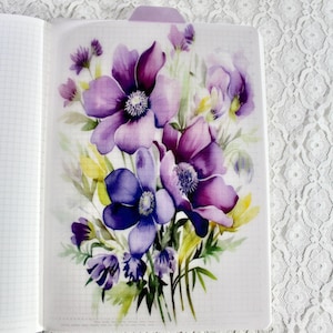 Hobonichi/B6 Stalogy Pencil Board, Floral Print, Laminated, Writing Board, Writing Mat, Shitajiki, Tabbed Divider, Choose Your Size