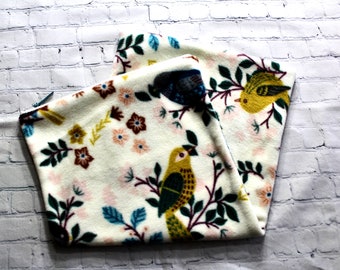 Luxury Heating Pad Cover, Cozy Fleece Cover With Zipper Closure, Bird Print on Cream Background,  Choose Your Size