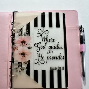 Planner Dashboard Choose Your Size, Dividers, Planner Inserts, Planner Accessories, Printed on Transparent Vellum, Bible Verse