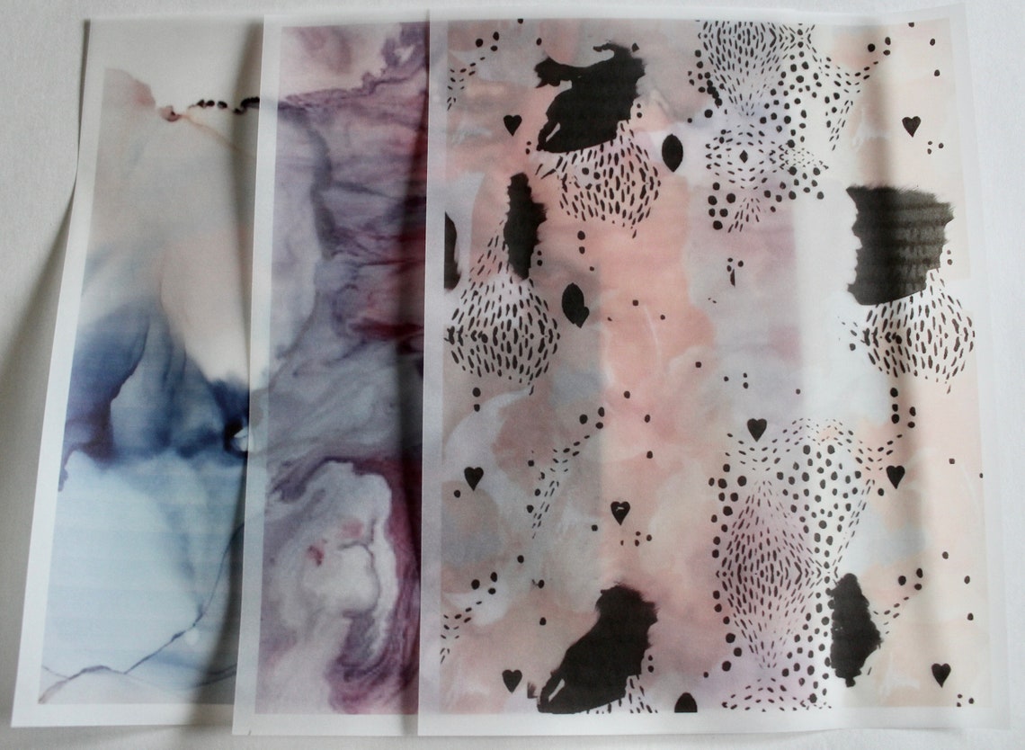 Printed Vellum Sheets Set of 3 Decorative Vellum Patterned Etsy UK