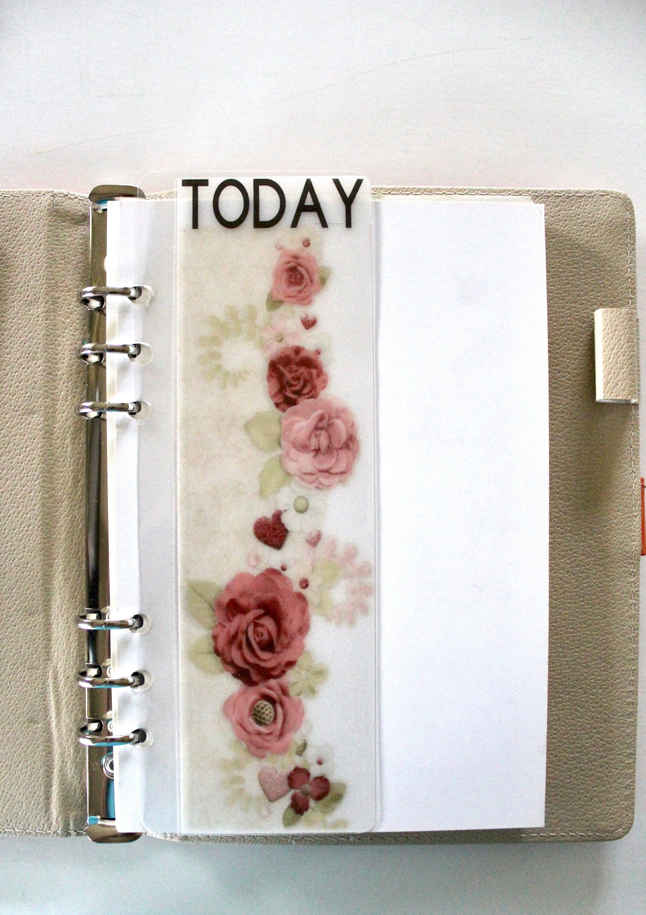 A5 Planner Bookmark, Planner Page Marker, Journal Bookmark, Transparent Vellum, Floral