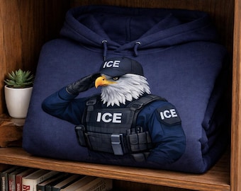 Sweat à capuche ICE Eagle Salute - Sweat graphique patriotique - Pull unisexe en mélange épais