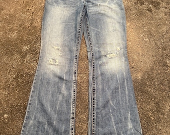 Silber Jeans Low Rise Bootcut Hellblauer Denim