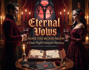 Printable Murder Mystery - Eternal Vows Under the Blood Moon | Vampire Gothic Cold Case File | 2-Player Detective Game | Date Night | PDF