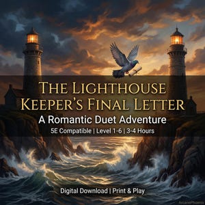 D&D Romantic One-Shot - Fyrvaktarens sista brev | 5E Duet Adventure | 1 DM 1 spelare | Dungeons and Dragons Modul PDF